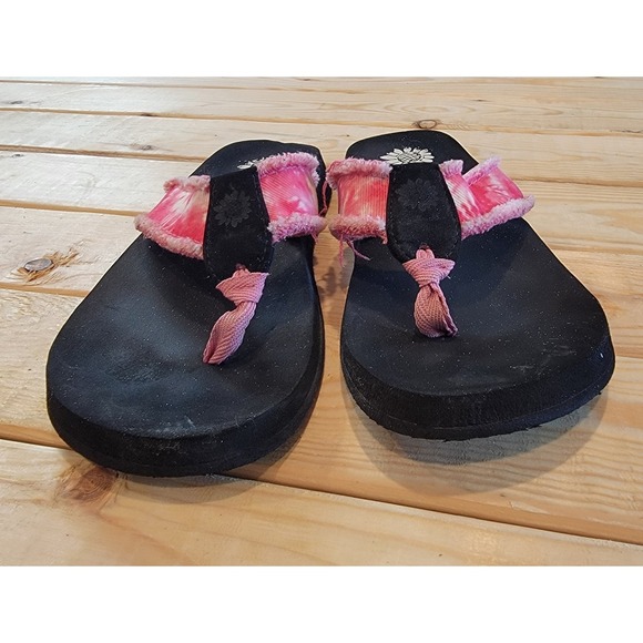 Yellow Box Athens Pink Tie Dye Shoes Flats Slip Ons Thongs Flip Flops sz 8 Shoes - Picture 5 of 7